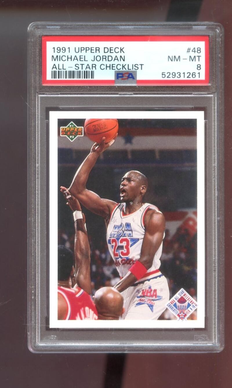 1991-92 Upper Deck #48 Michael Jordan All-Star Checklist PSA 8 Graded Card NBA