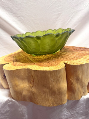 Vintage Indiana Glass Lily Pons Bowl Avocado Green Sunflower 1960s