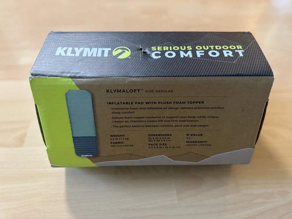 Almohadilla para dormir inflable regular Klymit Klymaloft con adorno de espuma camping nueva Foto 2 de 4