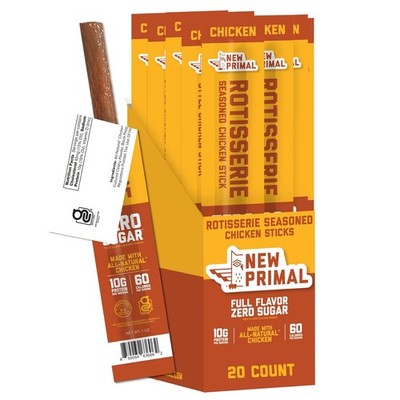 New Primal Rotisserie Chicken Sticks, Zero Sugar High 1 Ounce (Pack of 20) 