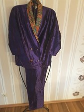 Feiner GLANZ SATIN PYJAMA Gr. 38 dkl.aubergine UNGETRAGEN 