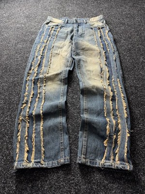 Japanese Avant Garde Punk Style Distressed Panel Denim Jeans Men s W30 L30 Size