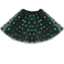 Adult Women St. Patrick's Day Green Tutu Skirt Teens Shamrock Large, Black