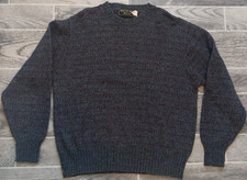 Vtg Van Heusen Sportswear Mens Medium Gray Striped Wool Blend Sweater USA Made