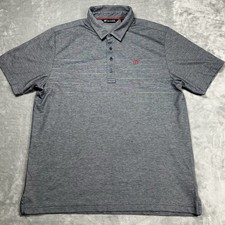 Travis Mathew Mens XL Golf Polo Shirt Gray Heather Striped Pima Cotton Blend