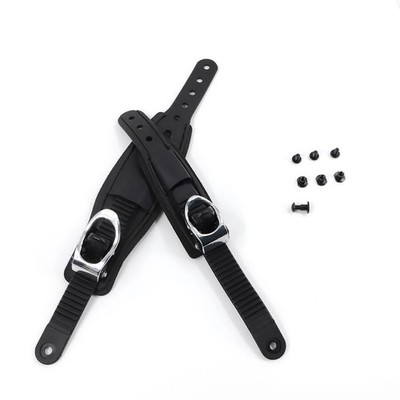 Snowboard Binding Buckles with Straps Metal Base Black Plastic Steel Leather