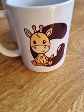 White Ceramic Mug Initial 'G' With Giraffe Design Brand New