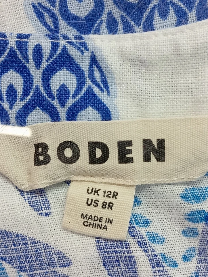 BODEN Robe à manches longues Dames Robe T EU 40 blanc-bleu style décontracté - Photo 4/4