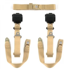 Chevy Truck 1988 - 1998 Standard 3pt Tan Retractable Bench Seat Belt Kit - 3 Be 
