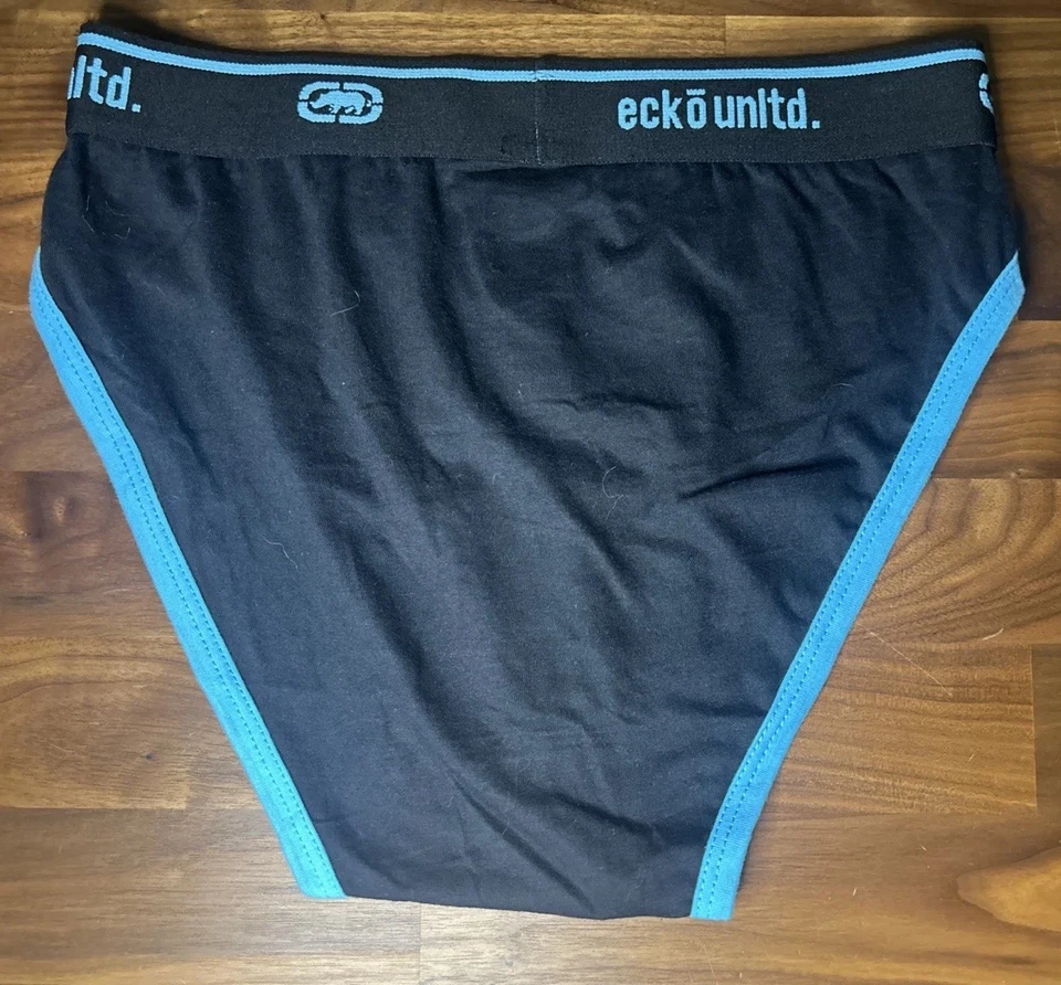 Vintage Ecko Unltd Ringer Brief For Men Teal Black Size Med Soft - Image 4 of 4