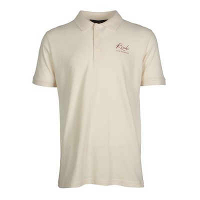 John Richmond Herren Poloshirt Ecru Logo Kurzarm Baumwolle Größe S HMP25051