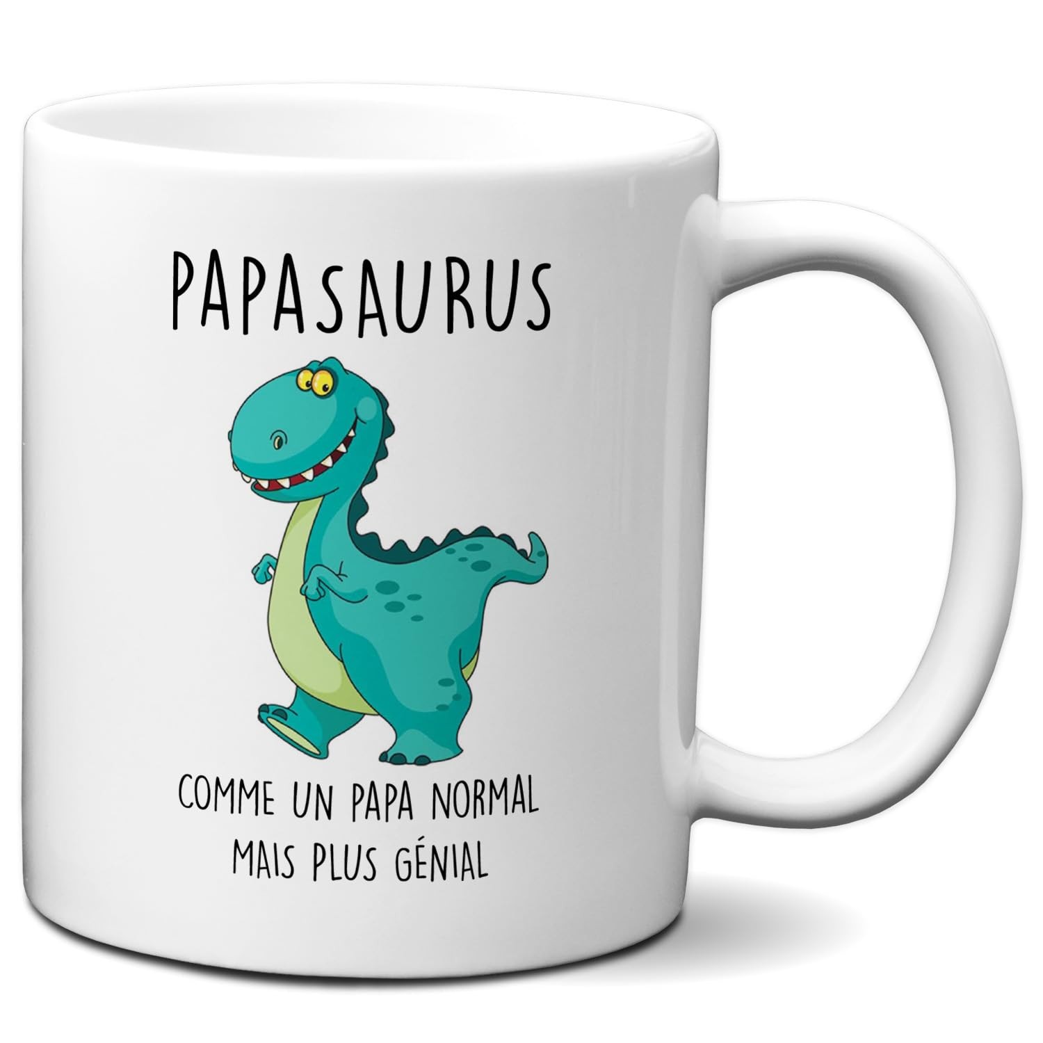 Mug Papasaurus au Design Dinosaure Rigolo Tasse Originale en Céramique Blanche