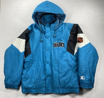 VTG 90s San Jose Sharks Starter Puffer Jacket Mens M Blue Retro NHL Hockey