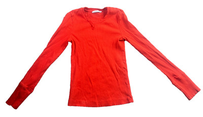 Zara Shirt Womens Small Orange Basic Solid Long Sleeve Dress Casual Sweater