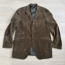 Vtg POLO Ralph Lauren Corduroy Blazer Suede Elbow Patches Men's 46 Olive ITALY