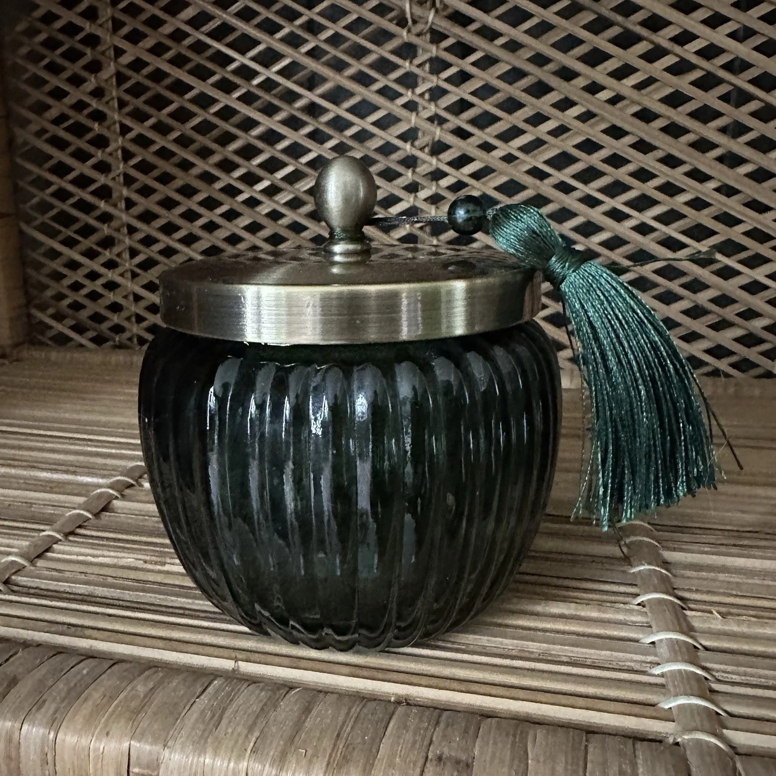 Opalhouse Jungalow Green Glass Canister With Lid Bathroom Vanity Decor