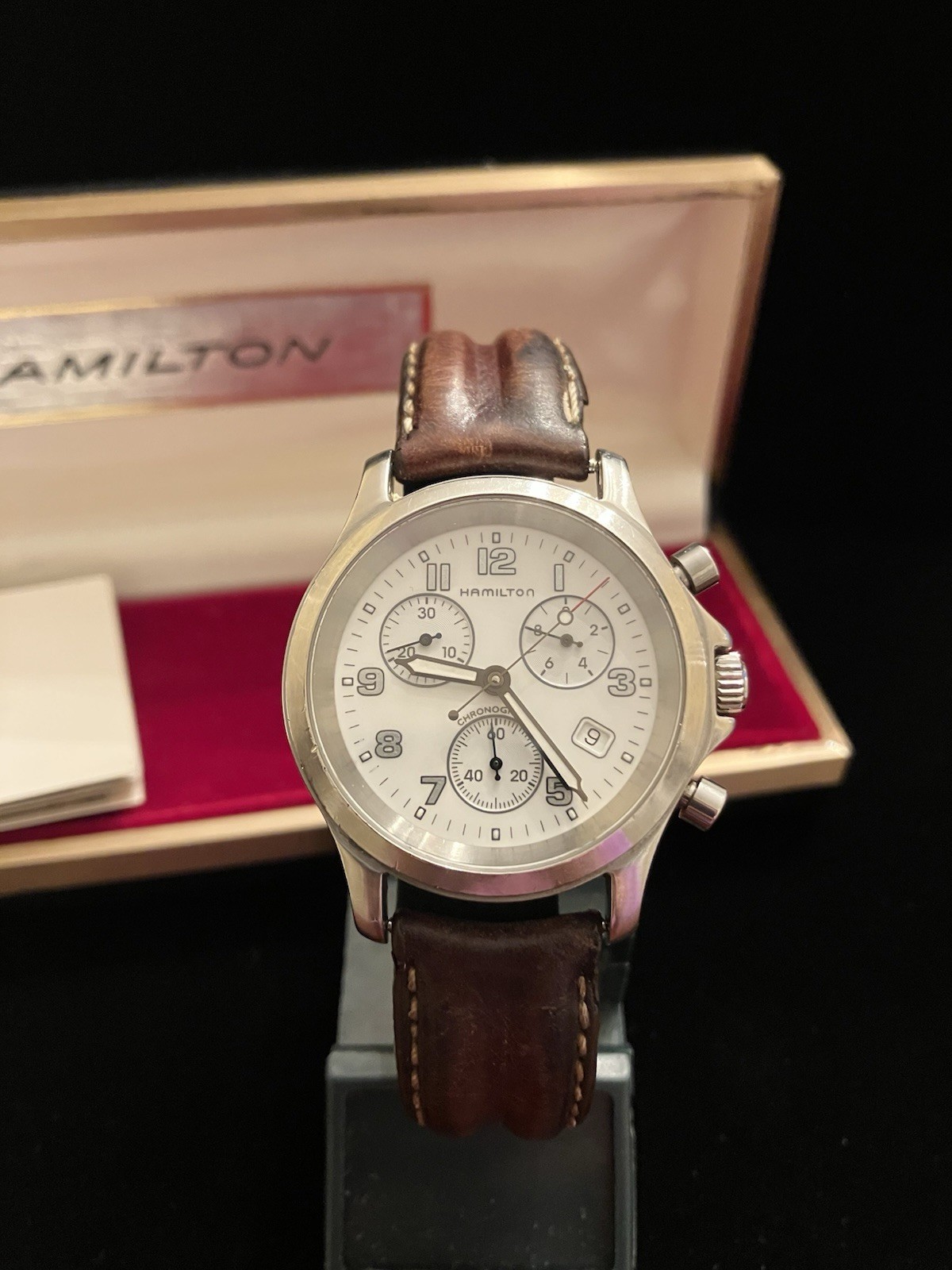 HAMILTON KHAKI FIELD QUARTZ CHRONOGRAPH 3832 MEN'S  WATCH  40mm VINTAGE-WORKING