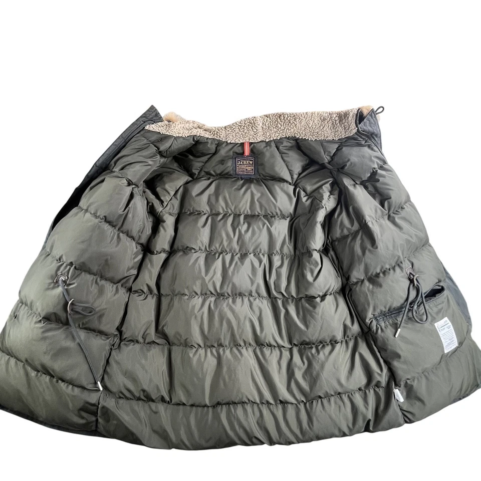 J Crew Expedition Down Jacket Mens XL Green Feathers Parka Winter Coat 88635 Y2K - Image 3 of 4