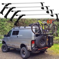 Pair 63van Rain Gutter Roof Rack Cross Bars Cargo Kayak For Ford E150 E250 E350