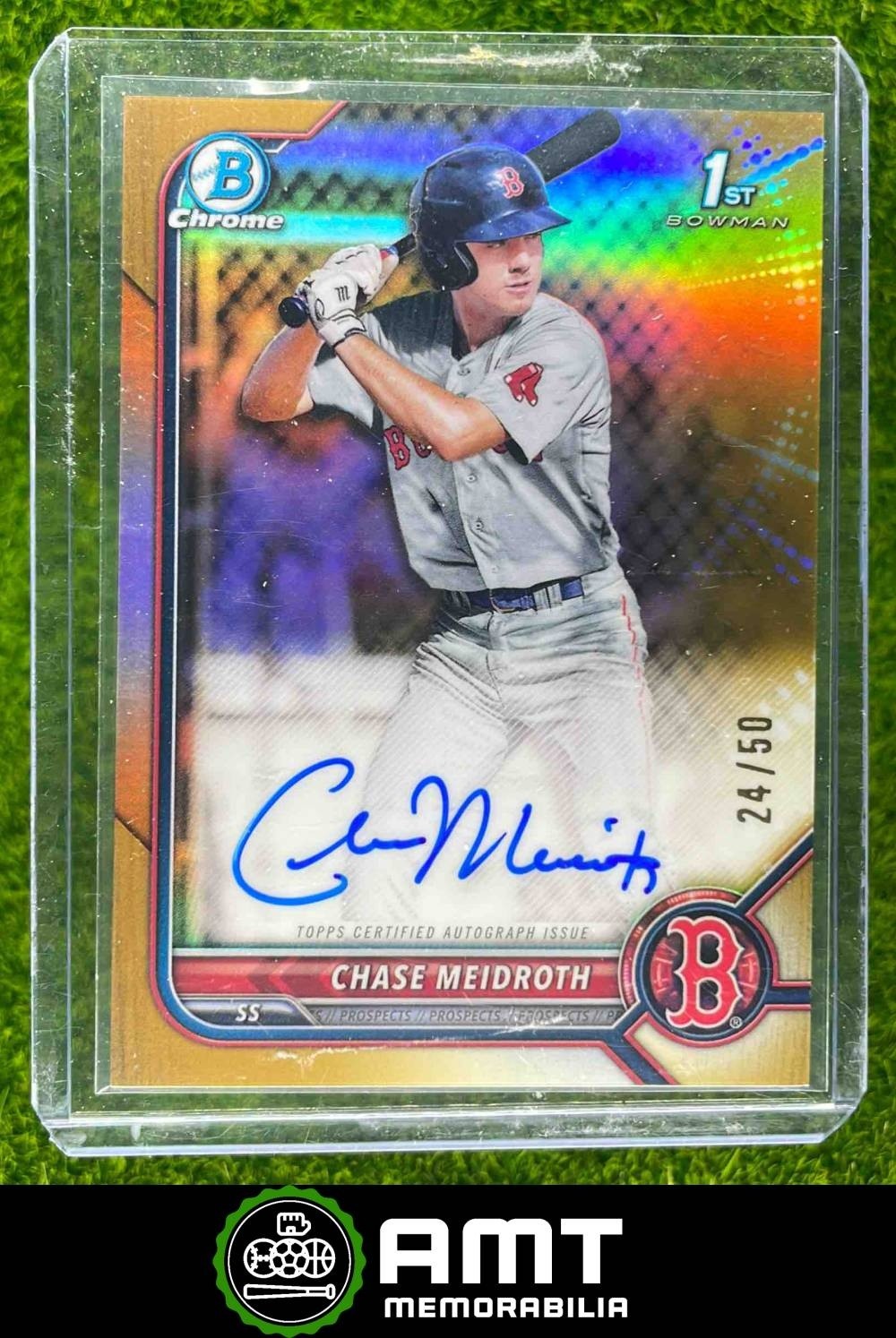 Chase Meidroth 2022 Bowman Draft 24/50 Chrome Auto Gold Boston Red Sox #CDA-CM