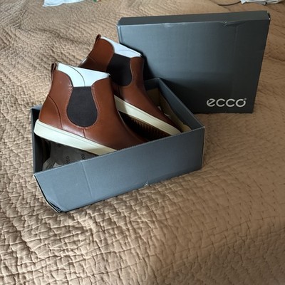 Ecco Soft Women's Size 9-9.5 Cognac Brown Chelsea Booties Leather Ankle Boots