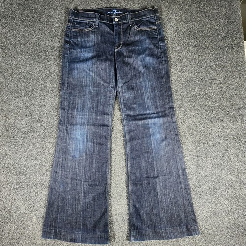 7 For All Mankind Ginger Jeans Flare Wide Leg Damen Größe 32 x 31 Stretch Denim - Bild 3 von 19