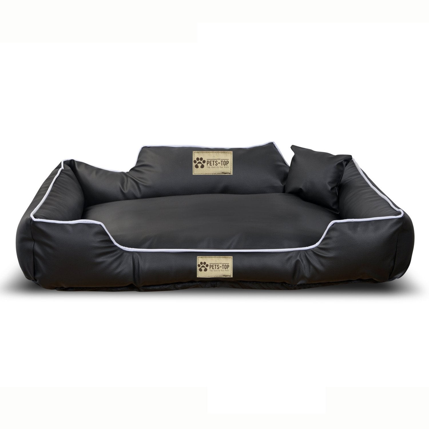 Panier chien de luxe grand confort rectaplaque en cuir écologique XL