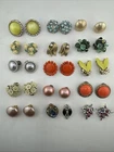 Vintage Lot Costume Jewelry Rhinestone Mix Clip On Earrings 14 Pair 2 Single