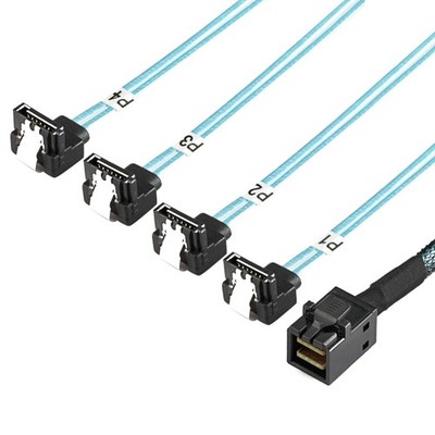 SATA Kabel 90 Grad 1m Mini SAS SFF-8643 auf 4 SATA HDD Festplattenkabel
