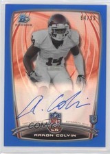 2014 Bowman Rookie Chrome Refractor Blue Border 64/99 Aaron Colvin #17 Auto 0v1