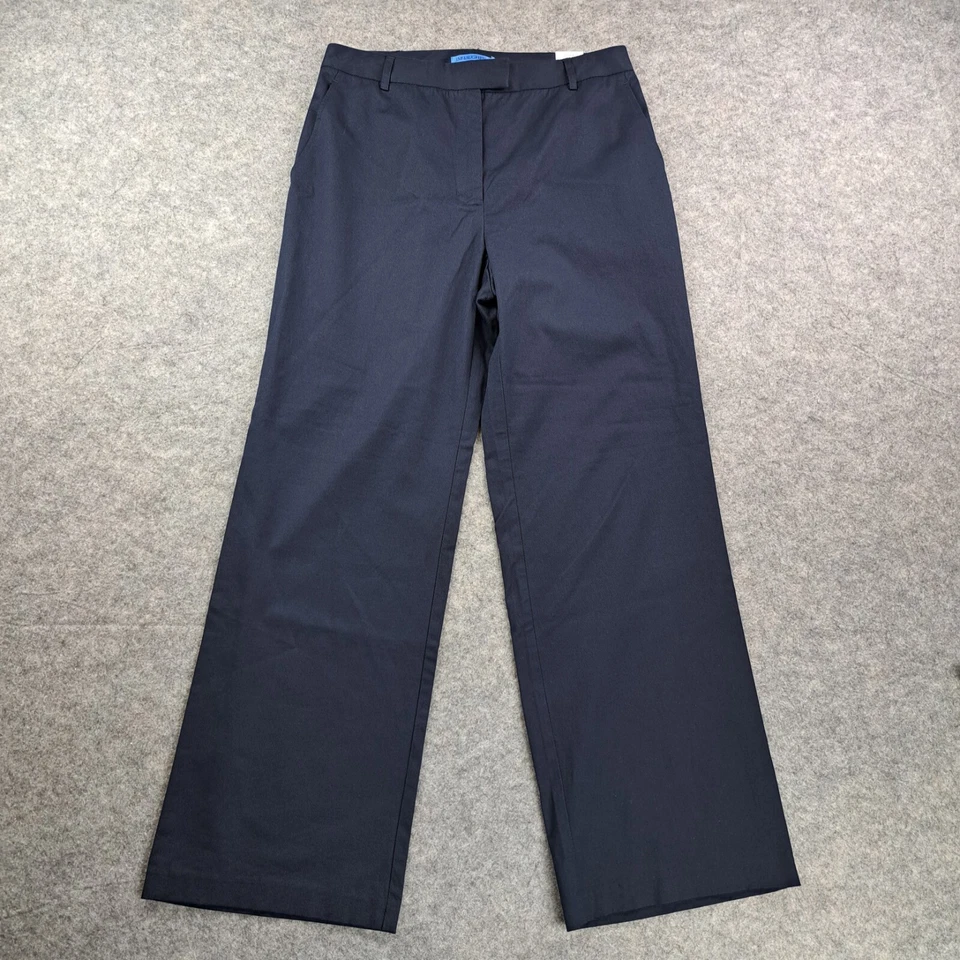 Calça J. McLaughlin Feminina 10 Azul Marinho Perna Larga Brock Carreira Calça Elástica NOVA