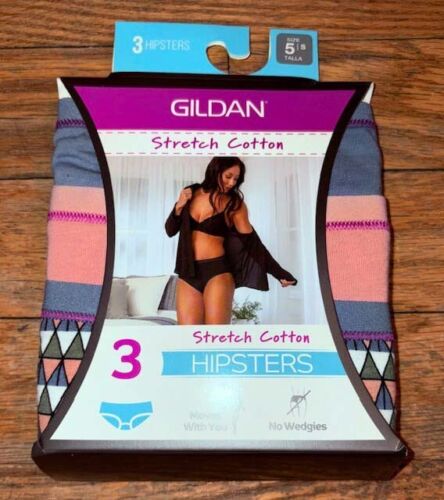 Gildan Women’s Cotton Stretch Underwear Hipster Panties 3-Pack Size 5 S Small