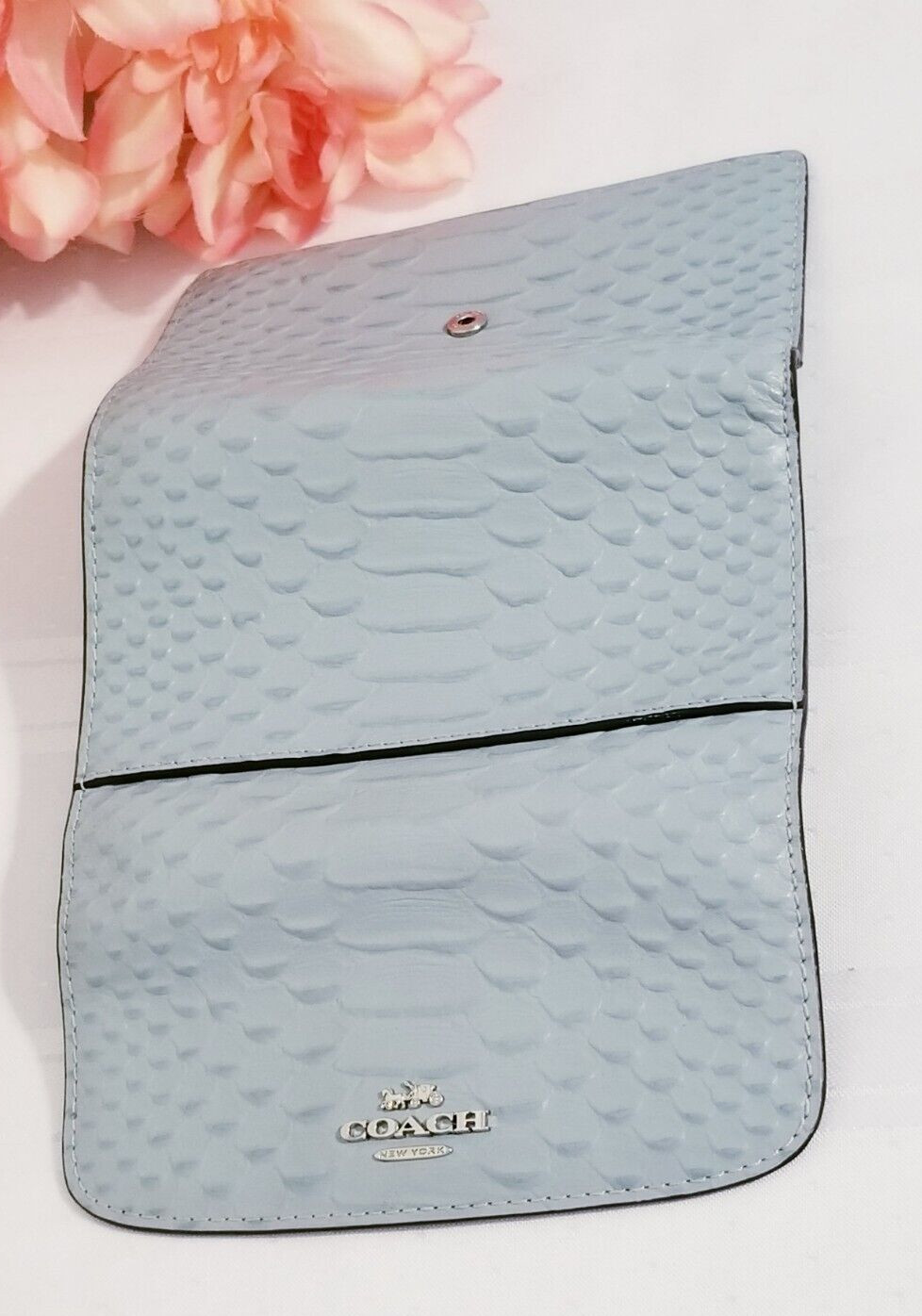 COACH NEW YORK PYTHON EMBOSSED CLEAR BLUE LEATHER… - image 6