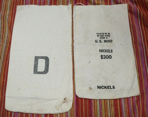 2- Vintage Coin & Currency Canvas Bags US Mint