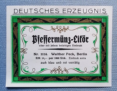 Old Pattern Label Liqueur Label Label Peppermint Peck Berlin Design?