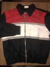 ALFRED DUNNER WOMENS JACKET SZ 16 OR XL Made In USA RED WHITE BLACK FULL ZIP