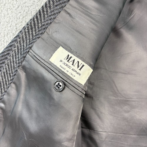 Chaqueta Abrigo Deportivo De Colección Mani Giorgio Armani Blazer Para Hombres 38R Gris Lana Espiga - Imagen 5 de 17