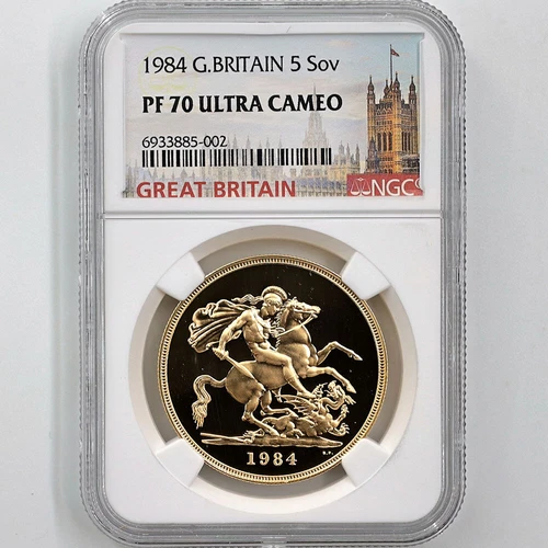 1984 Great Britain Elizabeth II Sovereign 5 Pounds Gold Proof Coin NGC PF 70 UC