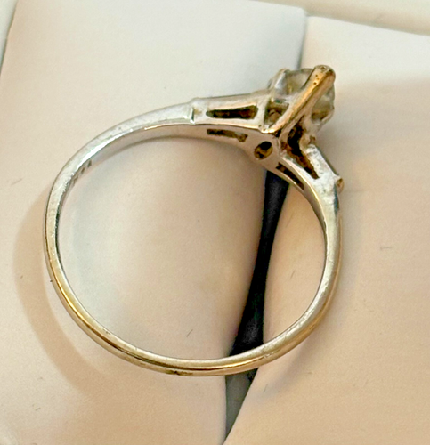 2.36g 14k White Gold Lab & Moissanite Diamond Offset Marquise Ladies Ring Sz 9 - Picture 7 of 7