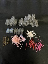 Vintage lot 26 Wire Brush Mesh Bristles Hair Rollers Curlers Bobbi Solo T Pins