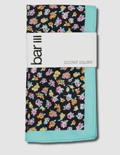  35 Bar III Men's Black Floral Handkerchief Cotton Pocket Square Hanky