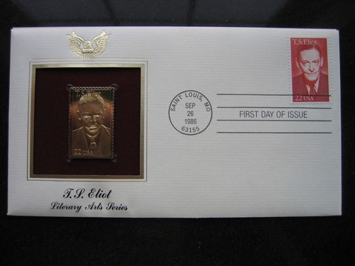 1986 TS Eliot Literary Art Series Gold Stamp replica FDC Golden Cover - Picture 3 of 3