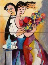 Abstract Tile Backsplash Warren Cullar Art Ceramic Mural WC148