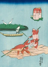 Ukiyo-e woodblock print Reprint Edition  Utagawa Kuniyoshi 金魚づくし いかだのり #493