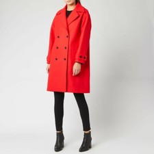Kenzo Women's Wool Double Breasted Coat - Bright Red Size 42