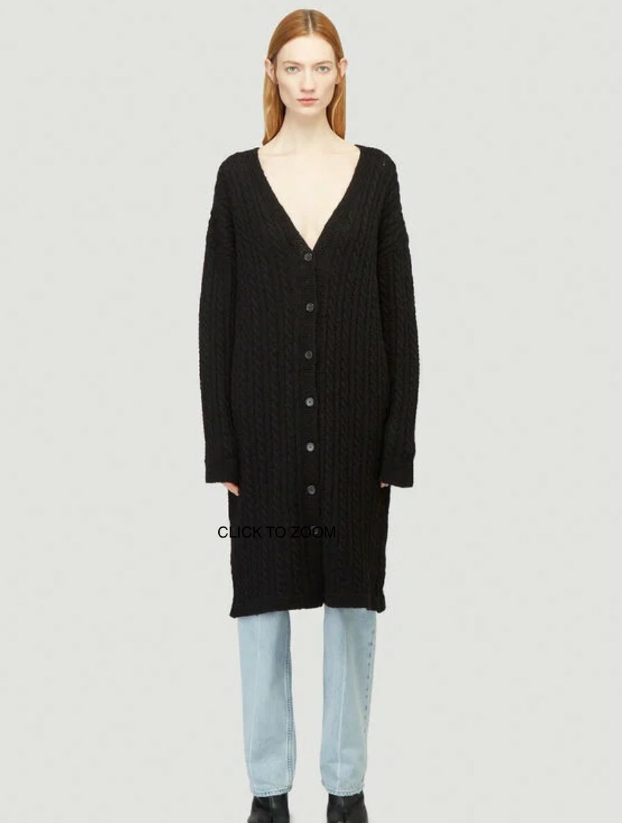 Our Legacy Women's Long Line Cardigan Black Wool Oversize 34 S NWT