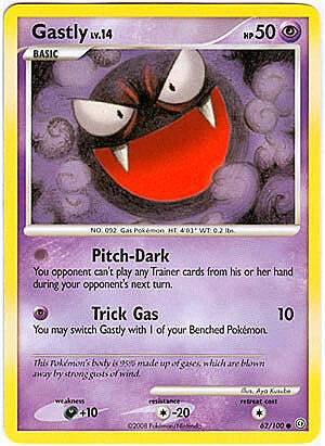 Pokemon Diamond and Pearl Stormfront Card - Gastly (C) 62/100