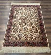 4x6 Karastan Rug Ivory Sarouk #760, Wool Vintage Original 700 Series