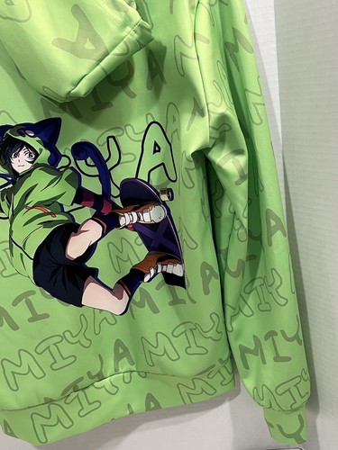 MIYA Fluorescent Green Hoodie Size M Boys Girls Gently Used Kids Skateboarding - Picture 13 of 13
