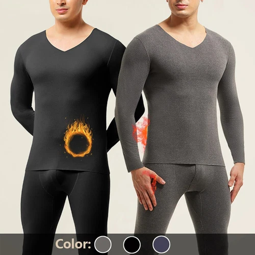 Herren Fleece Gefüttert Thermo Unterwäsche Set Warm Langarm Long Johns Oberteil & Unterteil - Bild 1 von 17
